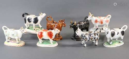 19thC English Staffordshire Figural Cow Creamers