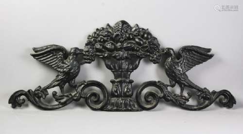 Cast Iron Wall Plaque Crest with Birds