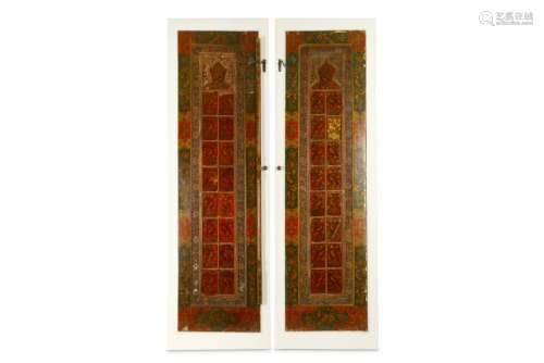 A SET OF LACQUERED WOODEN DOORS Iran, 20th century Of