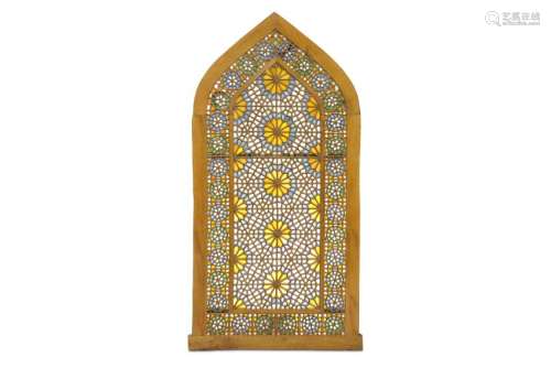 AN IRANIAN WOODEN STAINED GLASS WINDOW Iran, 20th
