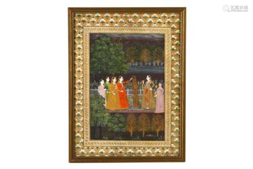 COURTLY LADIES AT NIGHT WITH FIRECRACKERS Kangra,