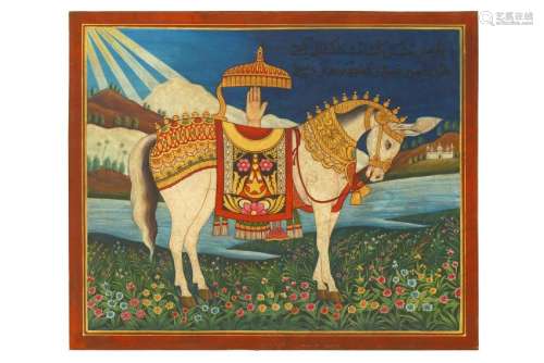 A DEPICTION OF IMAM ALI'S WHITE HORSE DULDUL Lucknow or