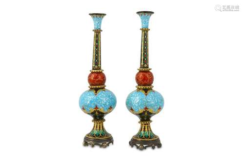 A PAIR OF ORIENTALIST POLYCHROME-ENAMELLED SPRINKLERS