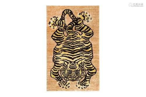 A FINE UNUSUAL TIGER DESIGN RUG