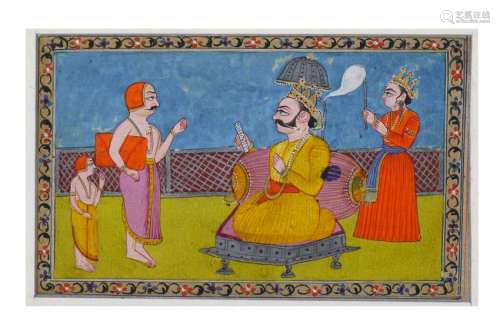 A SEATED NOBLEMAN MEETING PUNDITS (BRAHMANIC SCHOLARS)