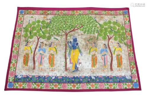A PICHWAI WITH KRISHNA AND THE GOPIS India, 20th
