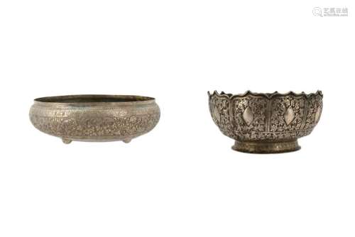TWO ENGRAVED MALAY BOWLS Malay Archipelago, late 19th -