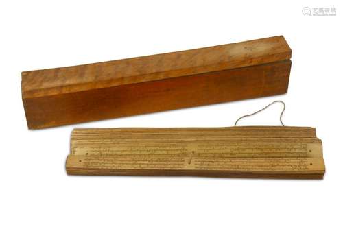 A PALM-LEAF MANUSCRIPT IN ITS WOODEN CASE PROPERTY FROM