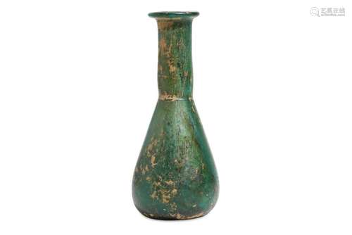 A ROMAN GREEN GLASS UNGUENTARIUM