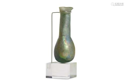 A ROMAN GREEN GLASS UNGUENTARIUM