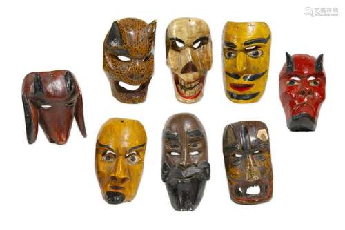 A GROUP OF MEXICAN PAINTED WOOD MASKS