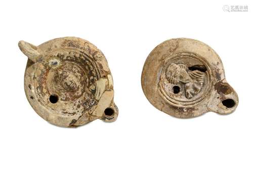 TWO ROMAN TERRACOTTA OIL LAMPS Circa 2nd - 4th Century