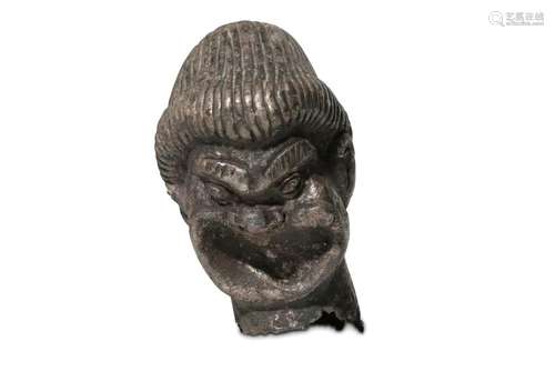 A GREEK SILVER FINIAL IN THE FORM OF A HEAD OF AN ACTOR