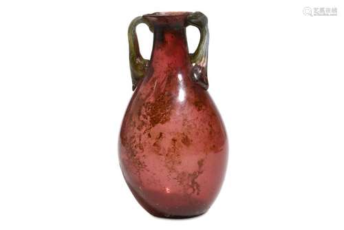 A ROMAN AUBERGINE GLASS FLASK