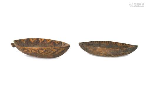 TWO CEREMONIAL WOOD BOWLS, PAPUA NEW GUINEA