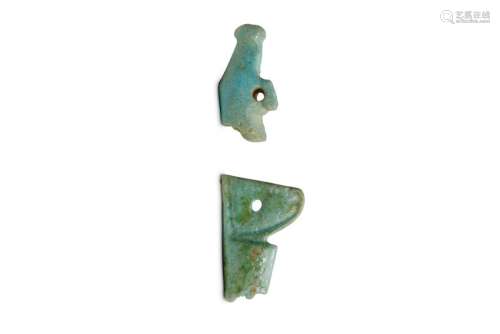 TWO EGYPTIAN GLAZED COMPOSITION AMULETS