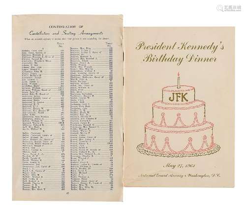 John F. Kennedy 1961 Birthday Dinner Program