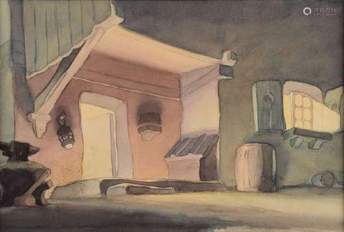 Dwarfs' cottage preliminary background from Snow White