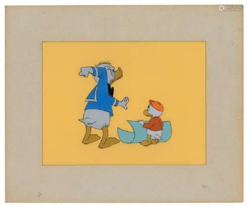 Donald Duck and nephew production cel from Walt