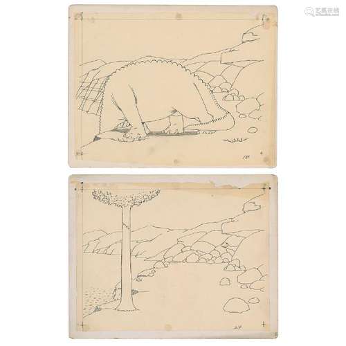 Gertie production drawings from Gertie the Dinosaur