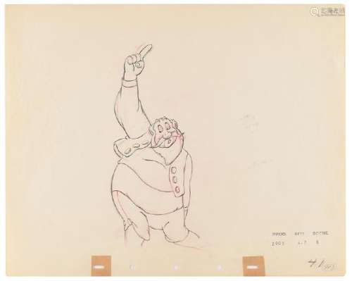 Stromboli production drawing from Pinocchio