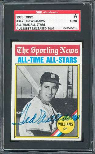 Ted Williams 1976 Topps #347 Signed Baseball Card - SGC