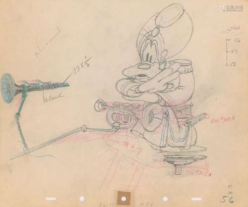 Goofy production drawing from Mickey's Amateurs