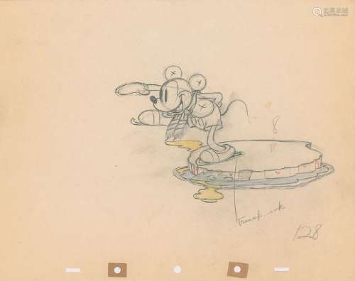 Mickey Mouse production drawing from On Ice