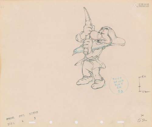 Grumpy production drawing from Snow White and the Seven