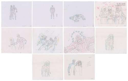 Group of (10) Marvel super heroes production drawings