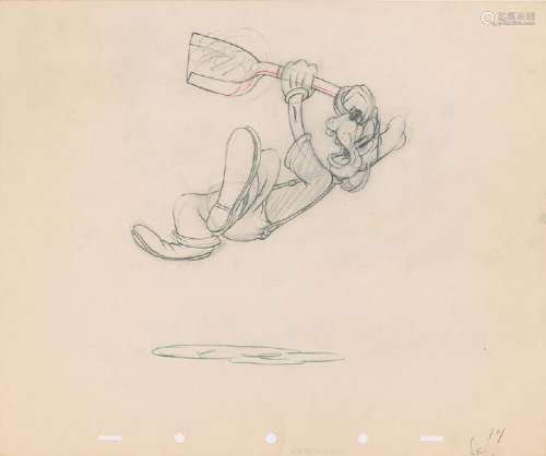 Goofy production drawing from Tugboat Mickey