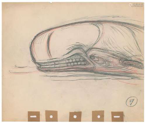 Monstro production drawing from Pinocchio