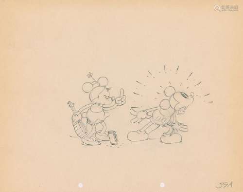 Mickey and Minnie Mouse production drawing from Camping