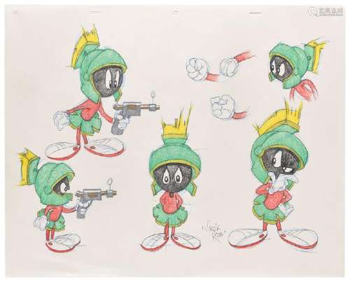 Marvin the Martian color model drawing by Virgil Ross