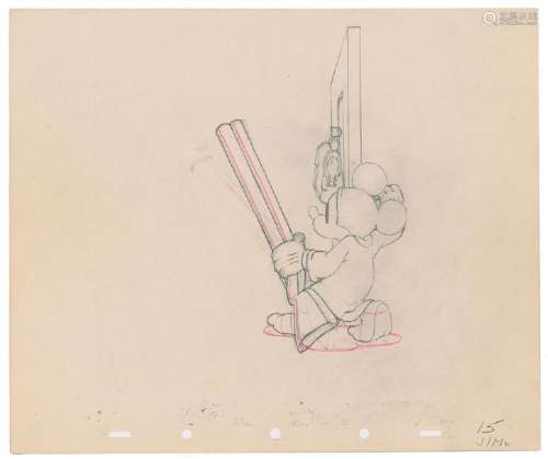 Mickey Mouse production drawing from Mickey's Parrot