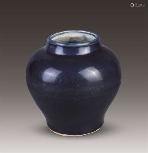 明  霁蓝釉罐