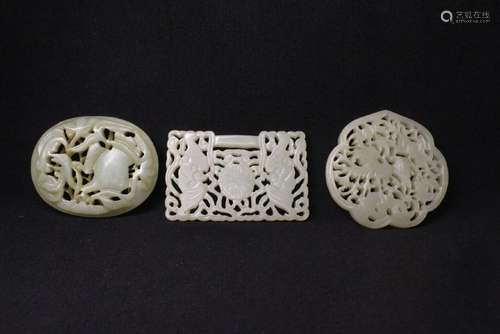 3 celadon jade carved ornaments