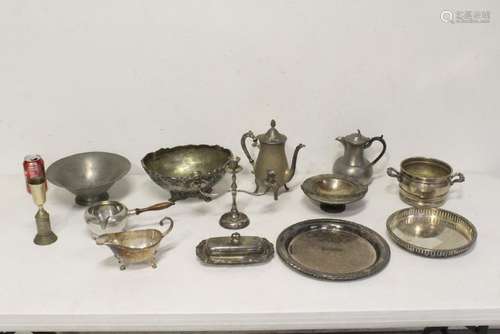 Large lot of vintage silverplate and pewter pieces