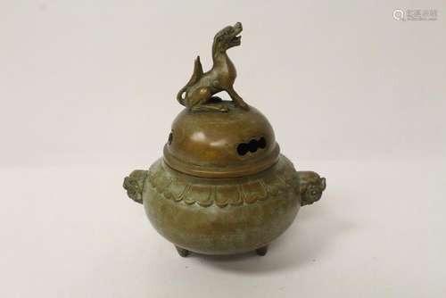 A fancy Chinese tripod covered censer