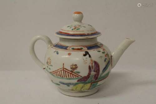 Chinese 18th century famille rose porcelain teapot