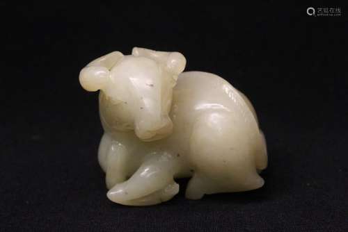 White jade carved cow