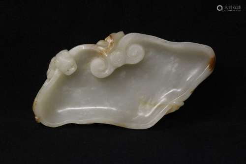 Chinese antique hetian jade carved brush wash