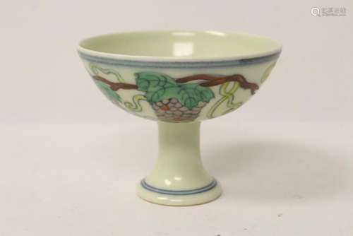 Wucai porcelain stem bowl