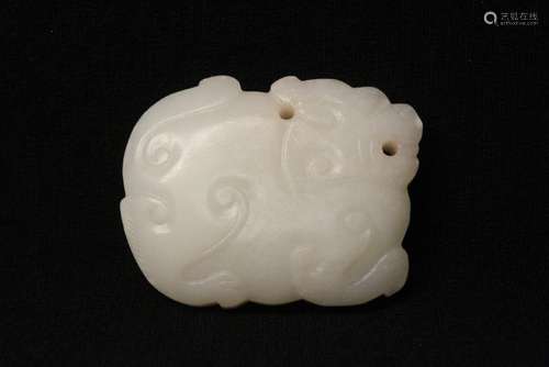 White jade carved qilin