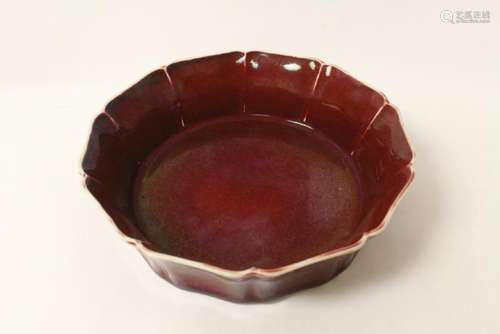 Chinese red glazed porcelain bowl