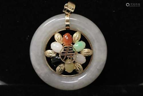 14K pendant with multi-color jadeite