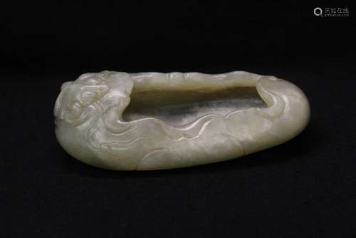 Celadon jade carved brush wash