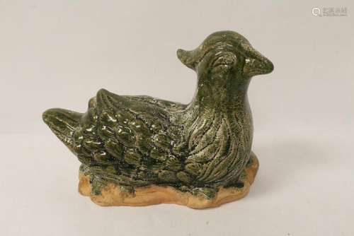 Chinese Han style green glazed pottery pheasant