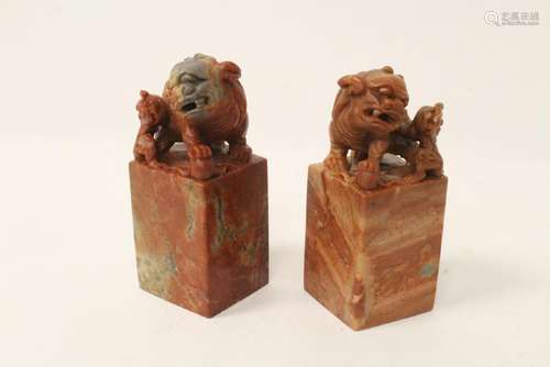 Pair Chinese shoushan stone seals