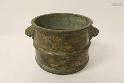 Chinese bronze censer with lion motif handles